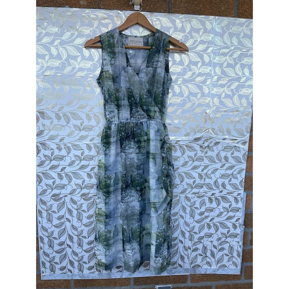 Plains & Prints x Mark Nicdao Manila Dress Size US 2 Vintage Aesthetic Chiffon - Picture 2 of 12